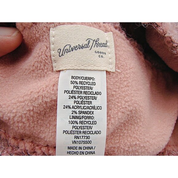 NEW Universal Threads Pink Fleece Lined Beanie Pom Pom Winter Hat Blush One Size - Picture 5 of 9